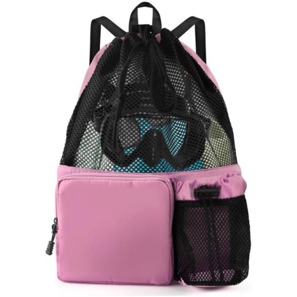 Nylon Drawstring Backpack with Wet Pocket Beach Backpack Durable Equipment Bag  Workout Gear