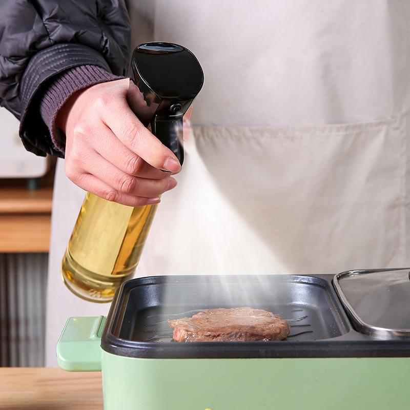 Cross-border bestseller: Push-type Oil Spray Bottle - Dust-Proof with Oil Control for Kitchen Seasoning.