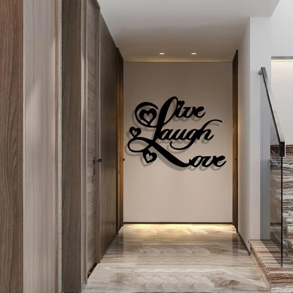 Live Laugh Love Metal Wall Art, Vintage Rustic Iron Decor Heart Accents for Home Office, Inspirational Farmhouse Hanging Ornament