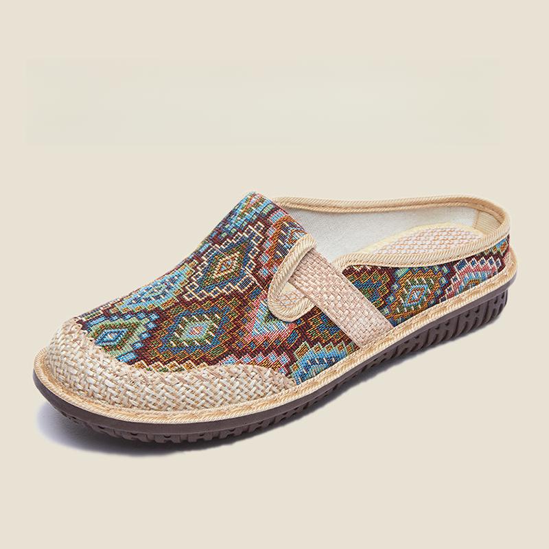 Тканевая обувь Женский стиль Этнический стиль Полушлепанцы Лён Шлепанцы с закрытым носком Женские На мягкой подошве Повседневные туфли 36 1194₽