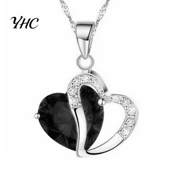 Heart Pendant Necklace Cubic Zirconia Inlaid Jewelry Gift Women Shape Fashion for Daily Life