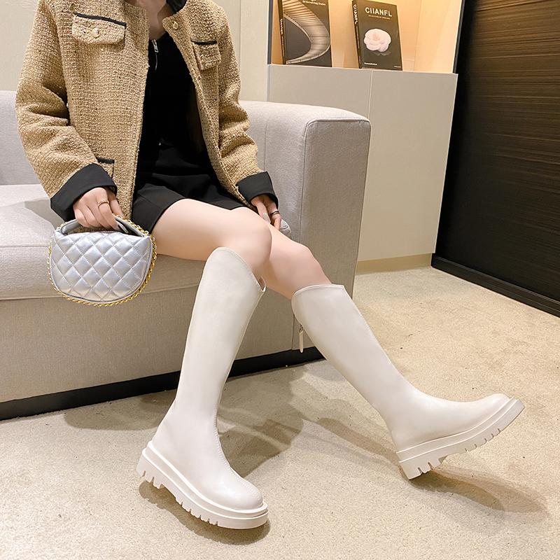 Long Tube Boots For Women Winter New Height Increasing Knight Boots Thick Heel Retro Long Boots For Women Versatile Women'S
