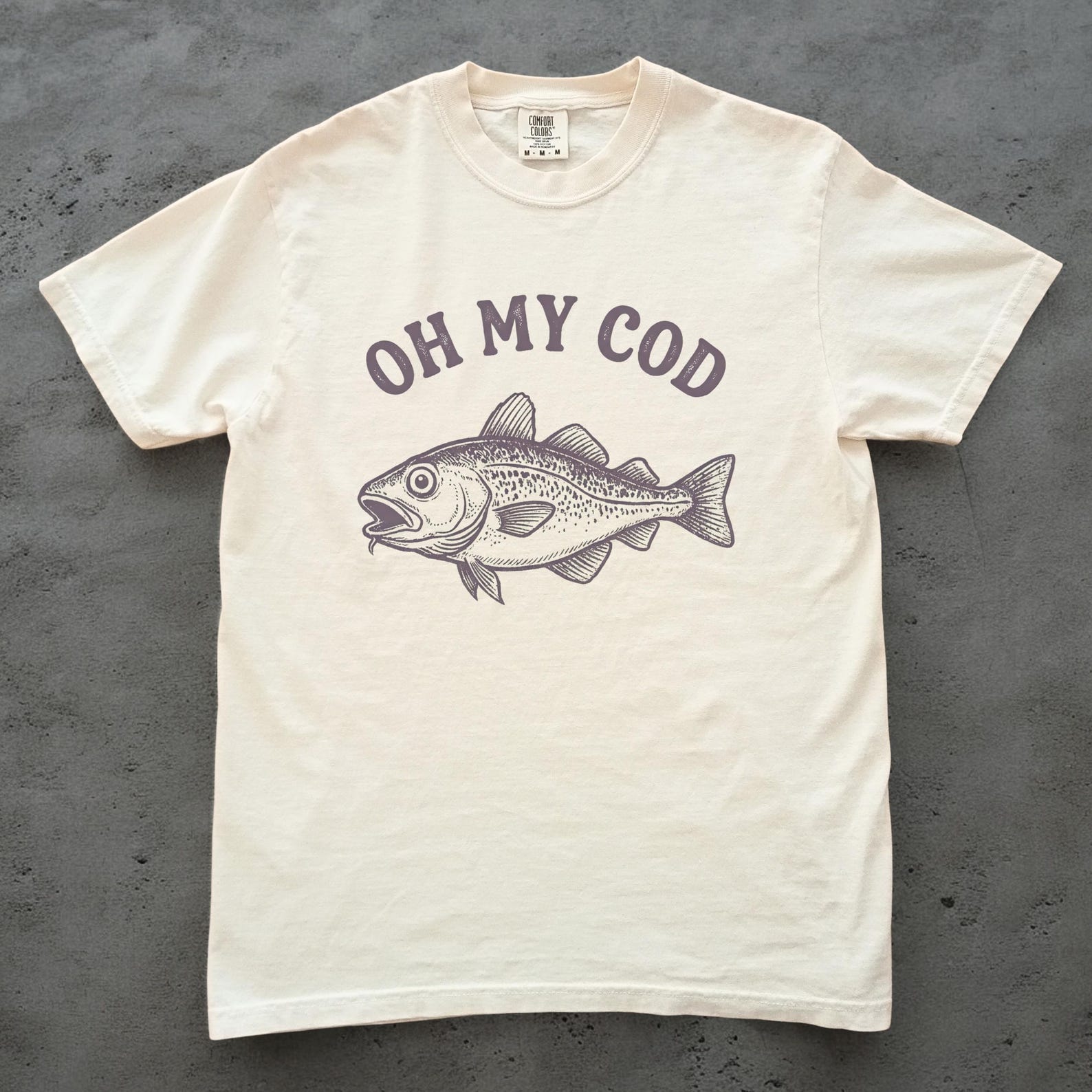 Oh My Cod Shirt, Funny Fish Pun Tee, Fisherman Gift, Coastal Graphic Top, Beach Vacation Shirt, Comfort Colors Style, Cod Gift XL