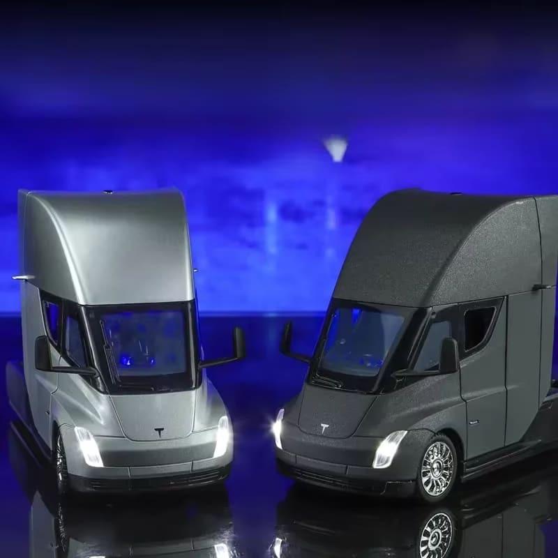 1:24 Tesla Semi Truck Head Trailer Modell Simulation Metalllegierung Druckguss Ton und Licht Geschenk mit Jungen Sammlung Automodell Kinderspielzeug
