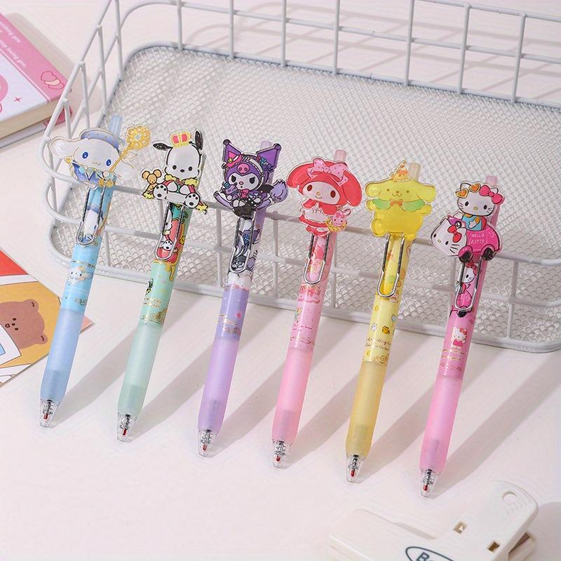 36Pcs HelloKitty Sanrio Cartoon Happy Family Acrylic Patch Press ST Head Quick Dry Neutral Pen Girl High Appearance Signing Pen 0.5mm Black, My Melody