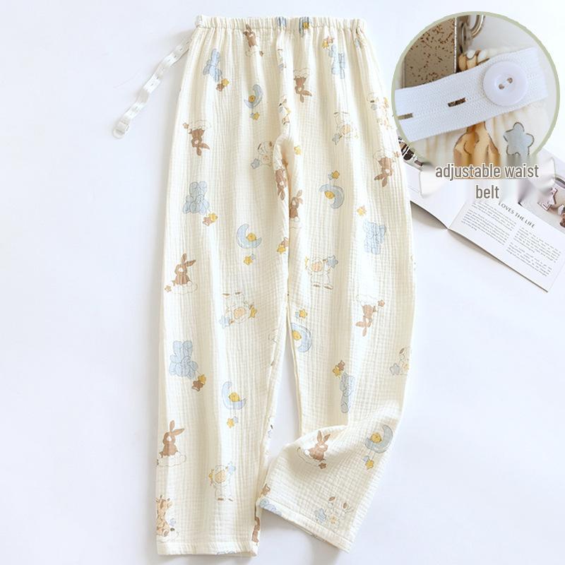 Baumwoll-Musselin Umstandspyjama-Set - Frühling/Herbst Stillnachthemd mit Hose