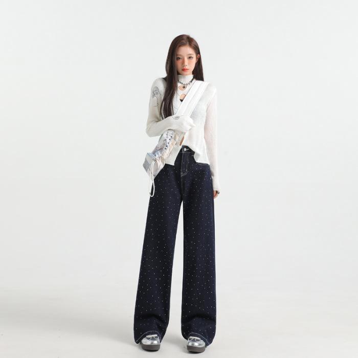 

Супермягкие на ощупь широкие джинсы для женщин Весенние широкие брюки с высокой талией для женщин Весенние скользящие брюки для женщин 2XL