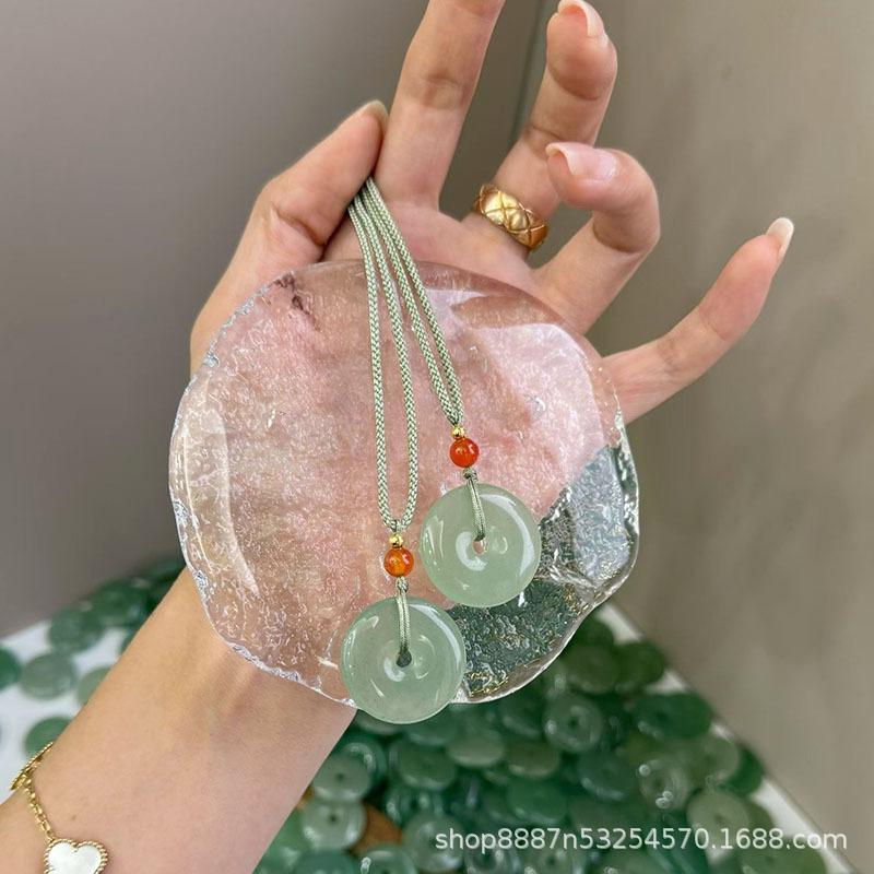 Dongling Jade Ice Ping An Kou Pendant Necklace - Versatile Unisex Agate Necklace