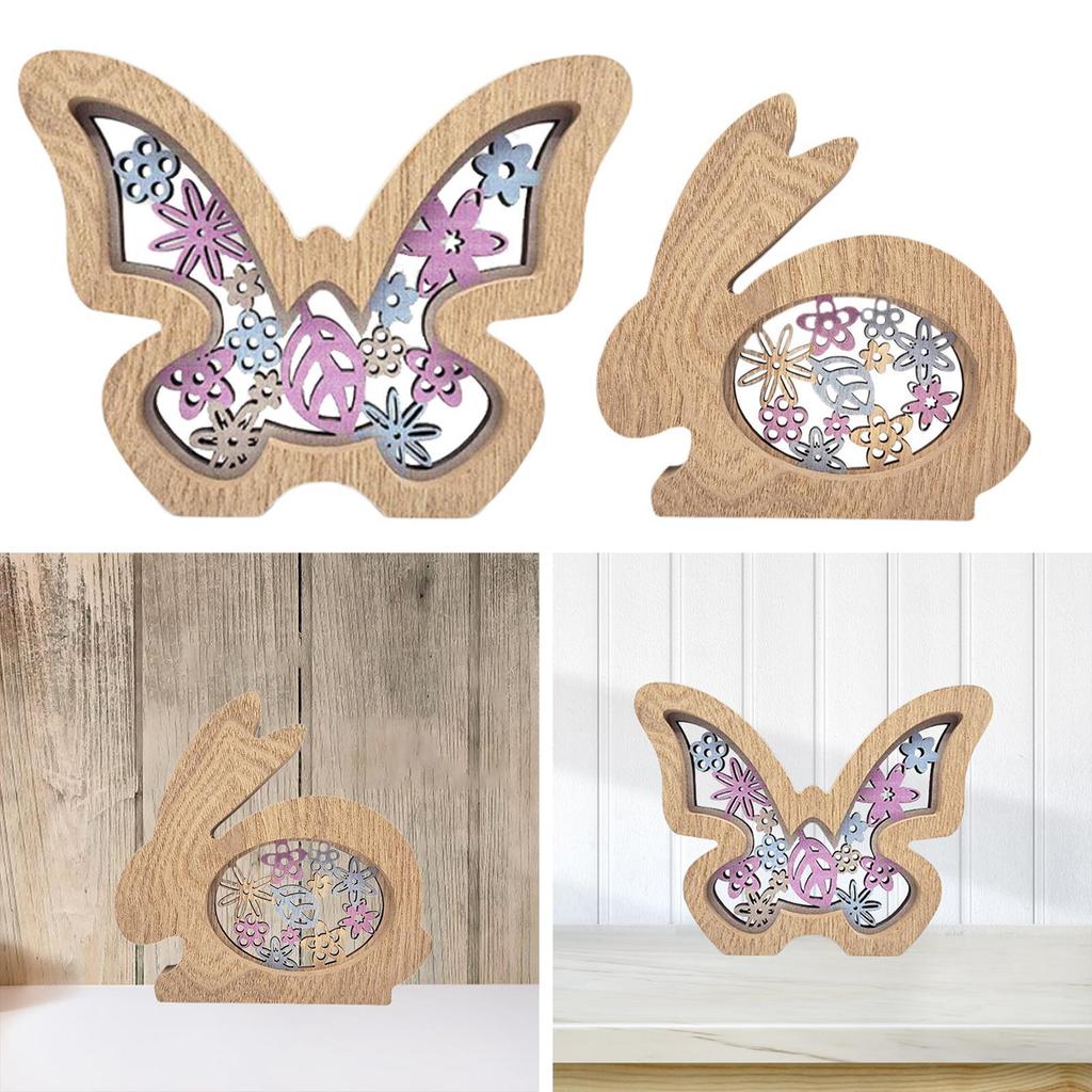 Butterflies Ornaments Decoration Gifts Carved Statue Hollow Butterfly Wood Spring Decor for Shelf Home Living Room Table Desktop