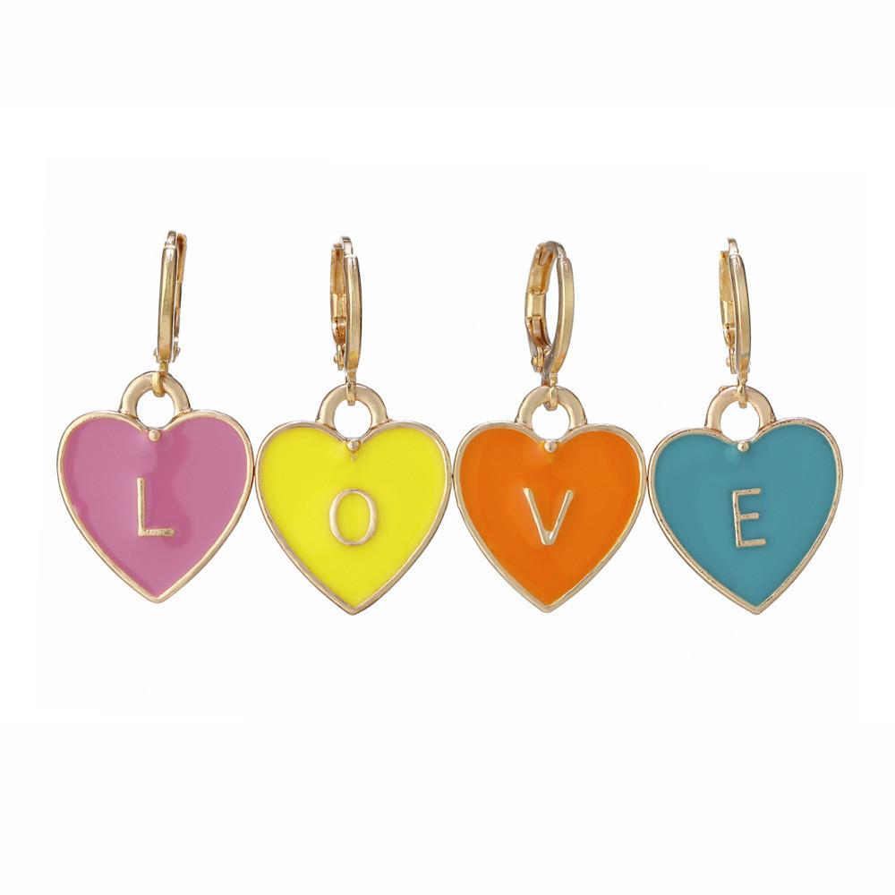 Fashionable Alloy Heart-shaped Love Letter Earrings Trendy Chic Street Style