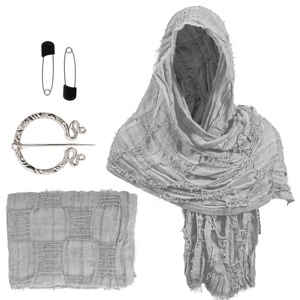 Medieval Wasteland Scarf Shawl Renaissant Costume Accessory With Shawl Brooch Unisex Cotton Blend Cloak for Halloween