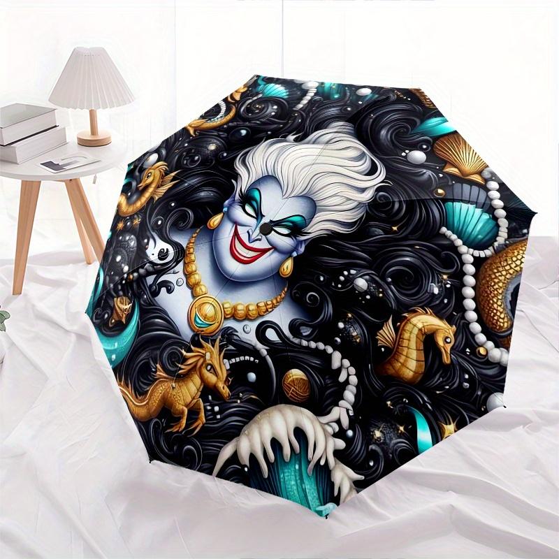 

Disney Mermaid,Sea Witch,Underwater Fantasy Manual Opening and Closing Umbrella - 8-Rib Reinforced Folding Design, Lightweight and Portable,