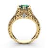 Emerald Plated 14k Gold Ring for Women Luxury Simulated Diamond Engagement Ring