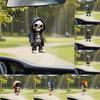 Gothic Style Vehicle Decoration 2Pcs Hoodie Skeleton Ornaments, 2D Flat Acrylic Pendants, Backpack Pendant And Keychain Charm Hanging Ornaments
