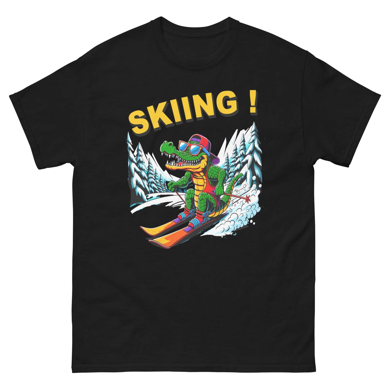 Skiing Where Gators Shred Skiing Alligator Fun Shirt T-Shirt M