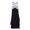 Women Summer Sleevele Strap Denim Dress Denim Chiffon Stitching Long Dress