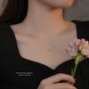 925 Sterling Silver Korean Sweet Colored Zircon Butterfly Pendant Necklace for Women Wedding Party Jewelry