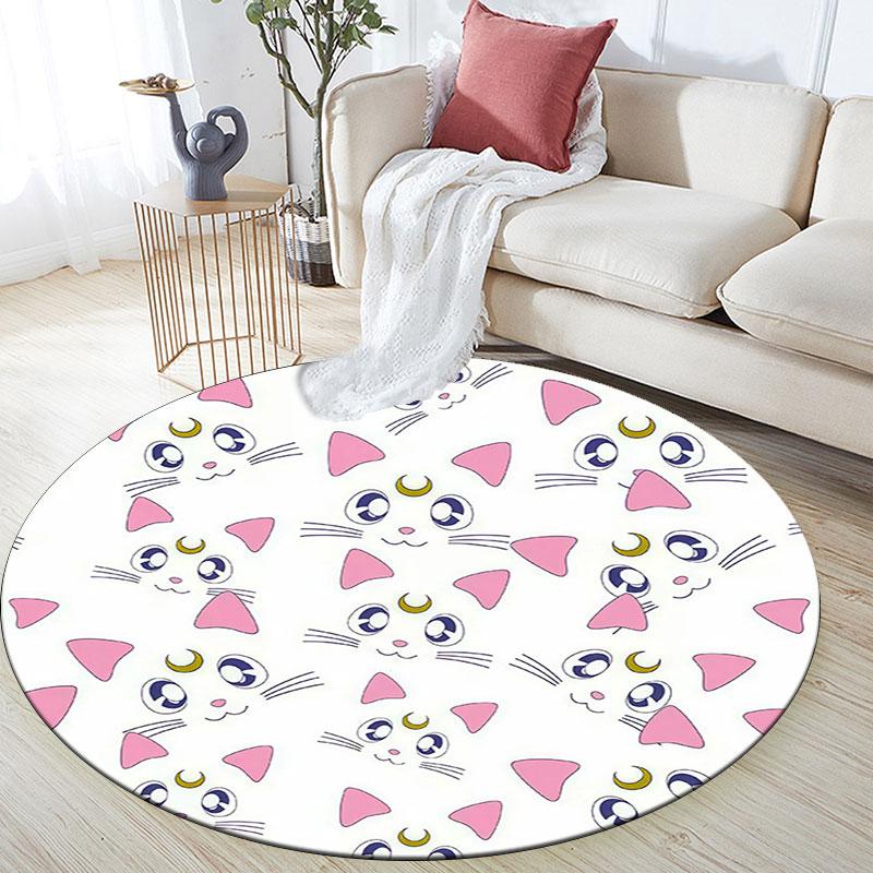 Sailor Moon5,Round Area Rug,Carpet Rug for Living Room Bedroom Sofa Playroom Decor,Non-slip Floor Mat