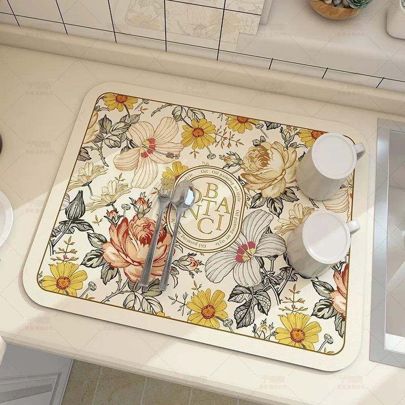 50*80CM Schlamm Absorbierend Schnell Trocknend Hitzebeständig Rutschfest Geschirrabtropfmatte Tischset Kaffeematte