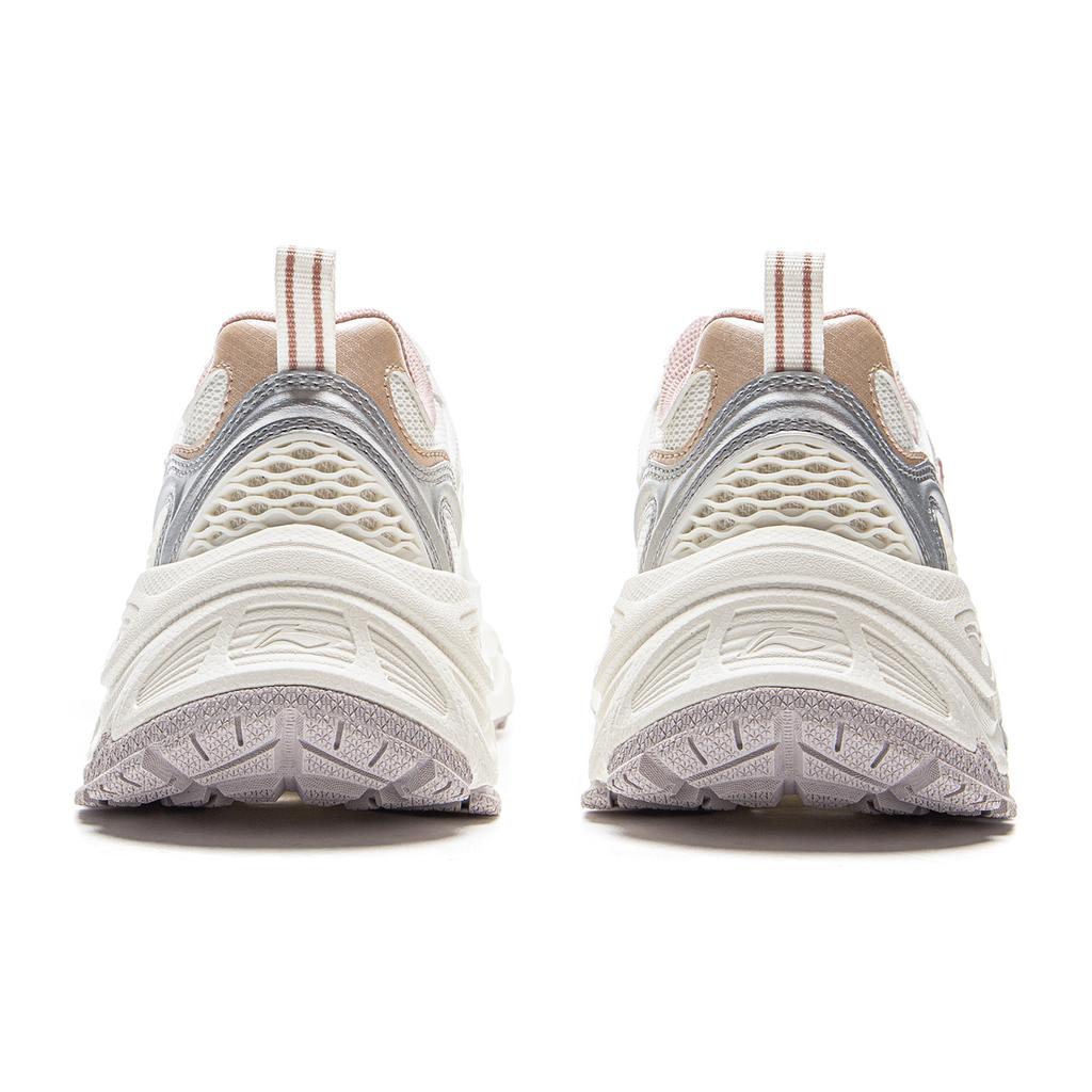 Li Ning Star Ring Cushioning Slip Resistant Abrasion Resistant Breathable Low top Casual Shoes Women's White Silver AGCV112-3
