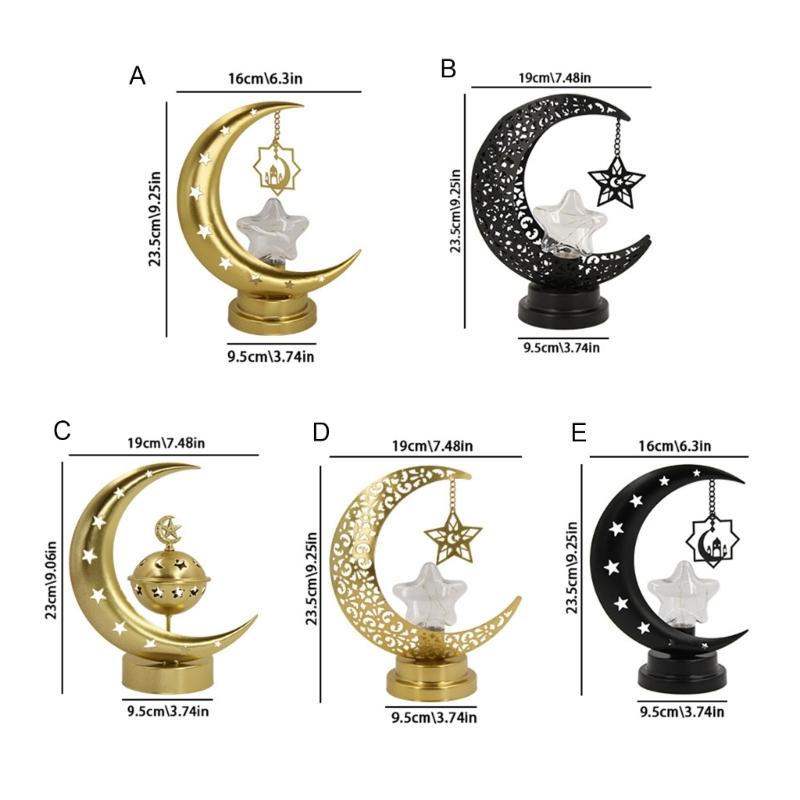 LED Hollowed Moon Star Nightlight Table Lamp Ornament for Eid Mubarak Ramadans Muslims Festivals Party Decoration Gift