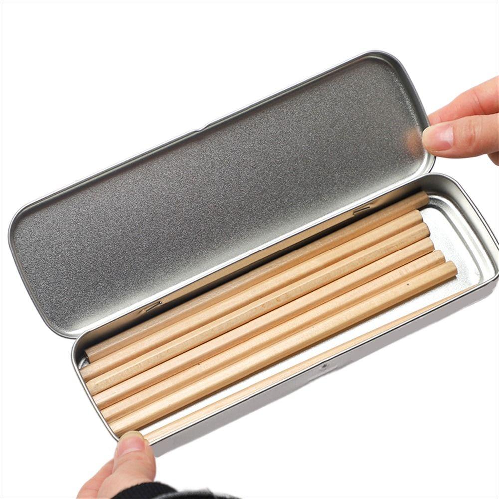 For Kids Metal Single Layer Student Silver Stationery Box Pencil Box Pencil Storage Box Pencil Case
