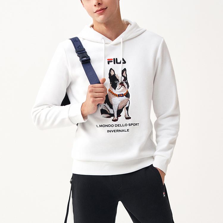 Fila Frenchie Alphabet Embroidery Sports Hoodie Men Hoodie White F51M048216A-WT