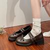 Versatile Shallow Bow Small Leather Shoes Women's 2025 New Platform British Style Retro Jk Mary Jane Single Shoes