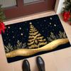 Luxury Golden Christmas Tree Doormat, Non?Slip Entry Mat, Starry Night Design for Holiday Porch and Home Entrance Space