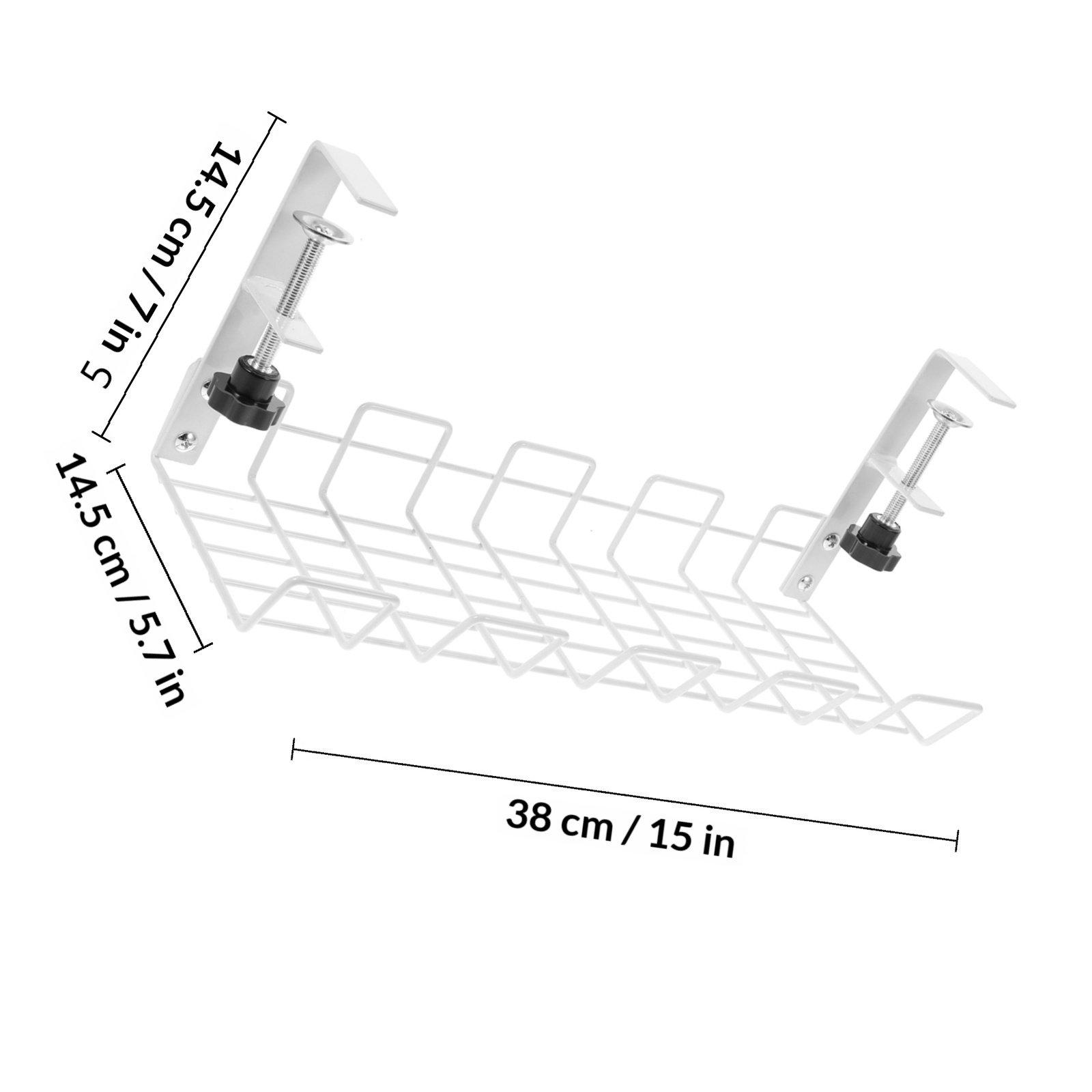 

Under Desk Wire Storage Rack Cable Organizer Tray Hanging Shelf for Home Office Electric Cord Management Solution Storage Basket белый