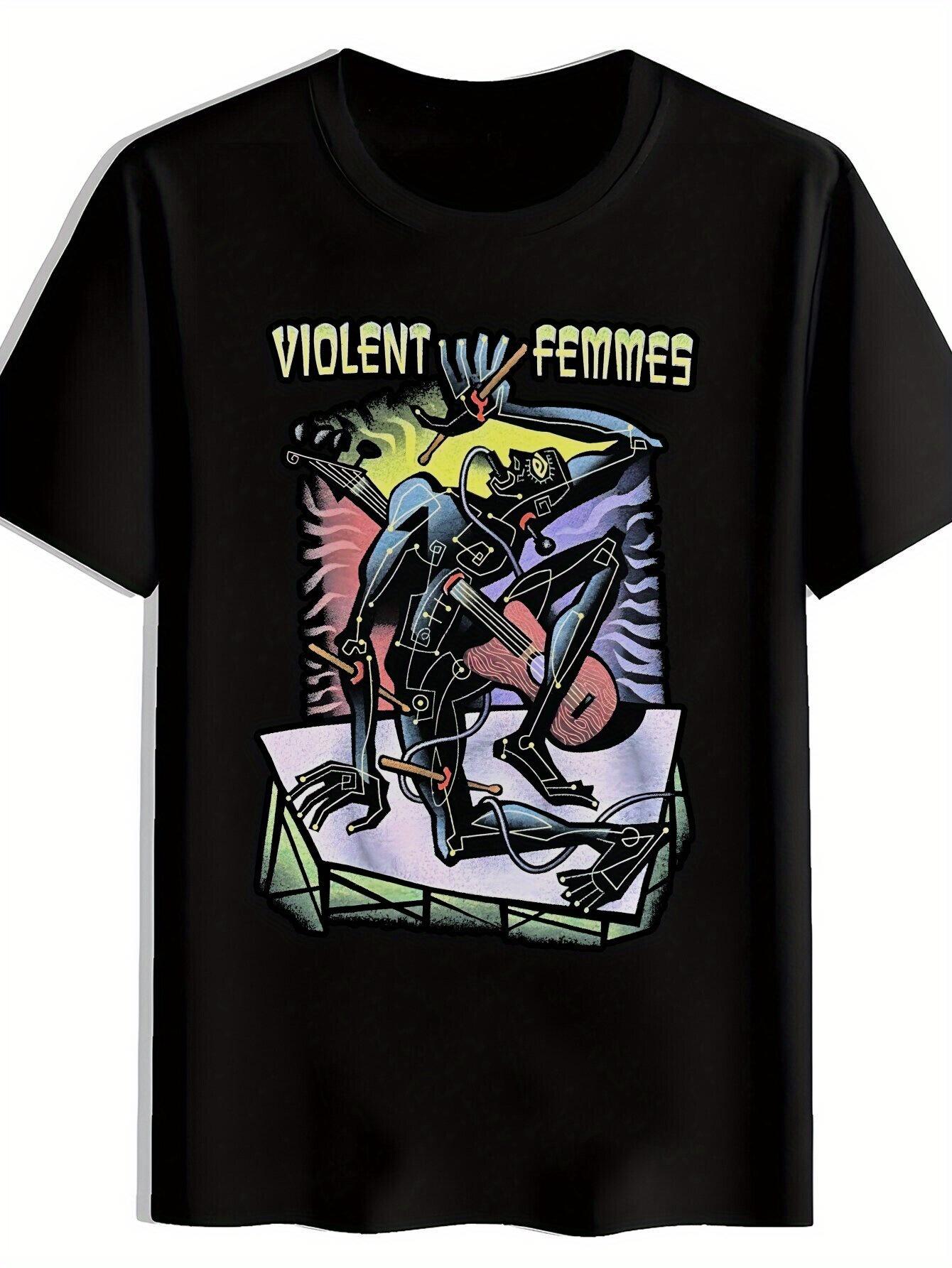 WoBlack T-shirt with VIOLENT FEMMES Graphic Design - Retro Rock Band Print XXL