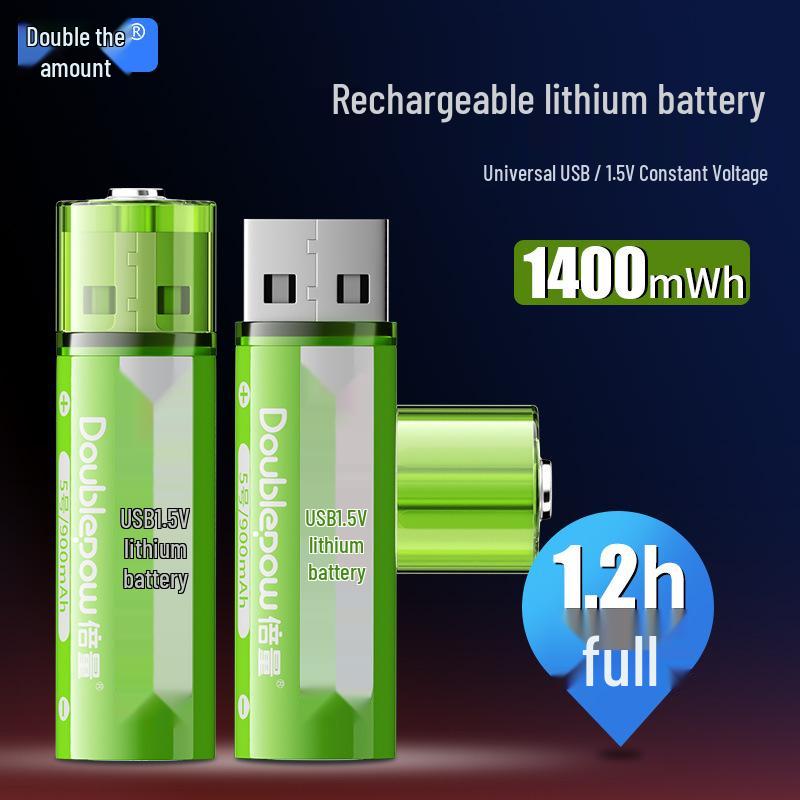 Double Capacity USB Rechargeable AA Lithium Battery 1.5V for Remote Controls, Game Controllers, Smart Locks (Size 5) In Stock