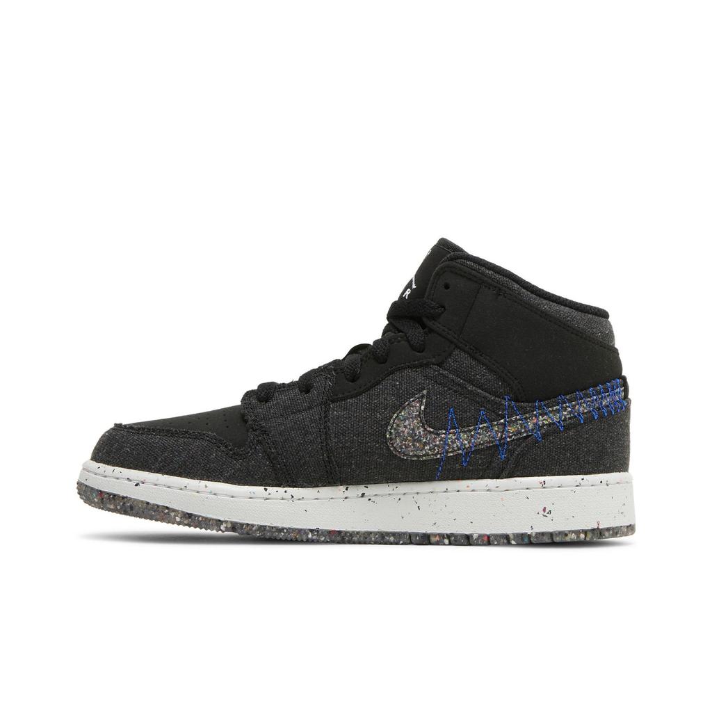 Air Jordan 1 Mid SE Grade School 'Crater' (Unisex) Black / Racer Blue / White / Multi-Color Kids' Basketball Shoes DM4334 001