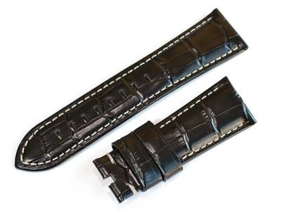 Panerai Watch Embossed Crocodile Mm Strap, Leather, Black, 26/22