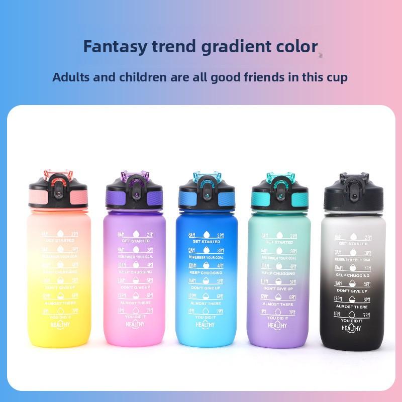 Gradient Color Space Cup, Large-capacity Portable Bouncy Lid Outdoor Water Bottle, Fitness and Sports Water Cup
