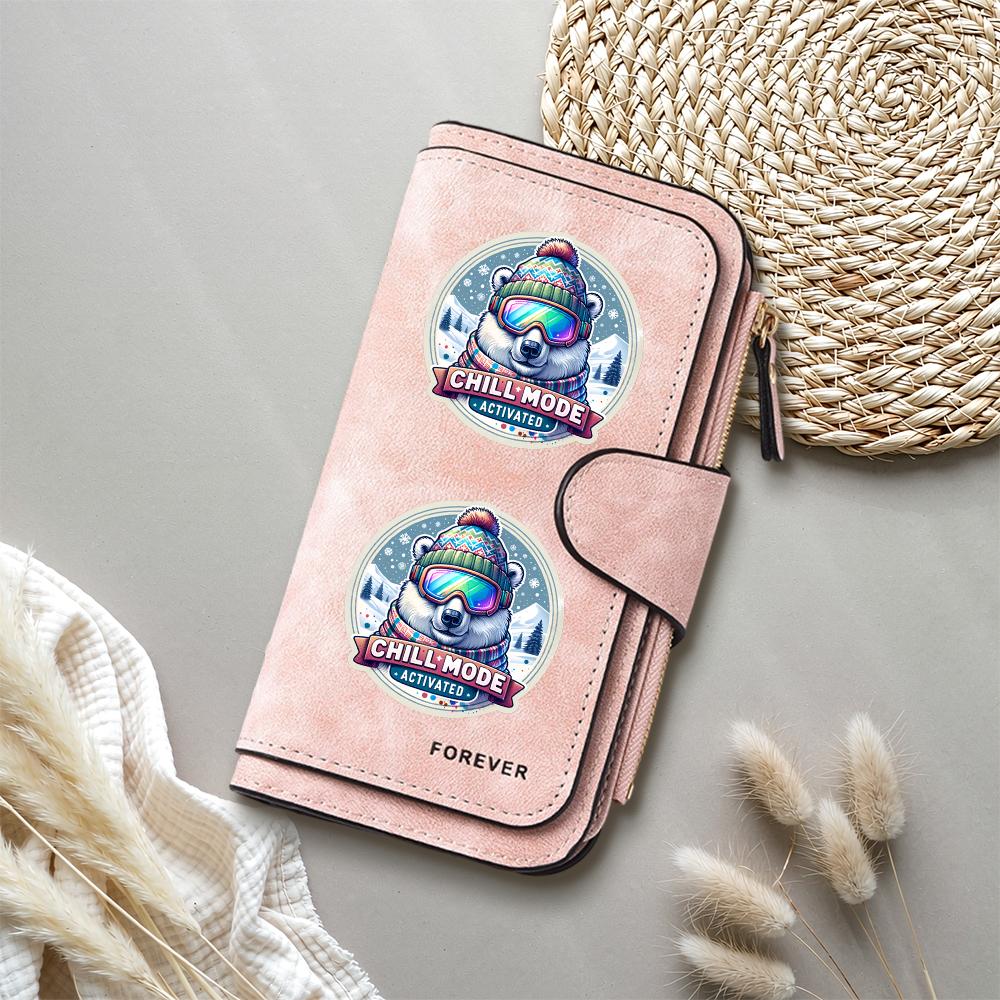 Cute Polar Bear Print Long Wallet Fashion Casual Large Capacity Card Holder PU Leather Purses for Daily Use