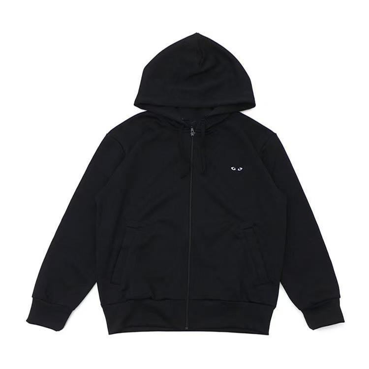 PLAY Japansk Stil Svart Hjärta Broderi Dragkedja med Huva Tröja för Herrar - Höstjacka.