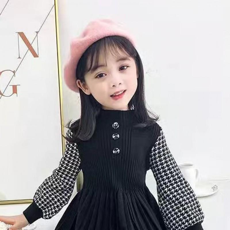 Girls Long Sleeve Knit Dress Fall Winter Princess Style Kids