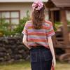 Bailuyu Women's Colorful Knitted Short Sleeve T-Shirt
