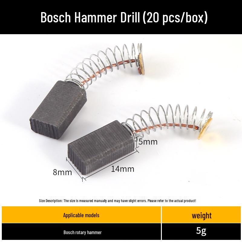 Carbon Brush Set for Angle Grinders, Cutting Machines, Hand Drills, Polishers, Sanders, Impact Drills, and Motors