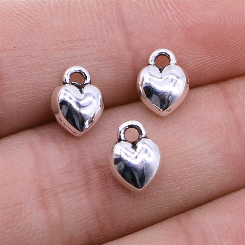 20pcs Hearts Charms Antique Silver Color Small Heart Charms Jewelry DIY Heart Charms For Bracelet Making