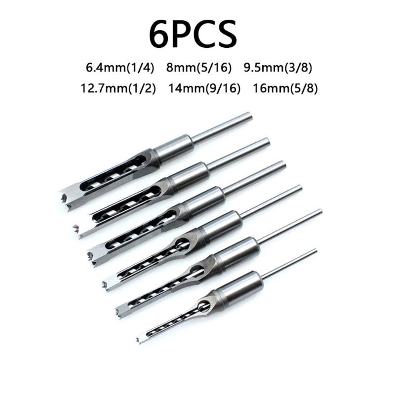 Square Hole Mortise Chisel Drill Bit Tools 6.4 mm/8mm/9.5mm/12.7mm/14mm/16mm Round Strong Square Hole Drill Bit
