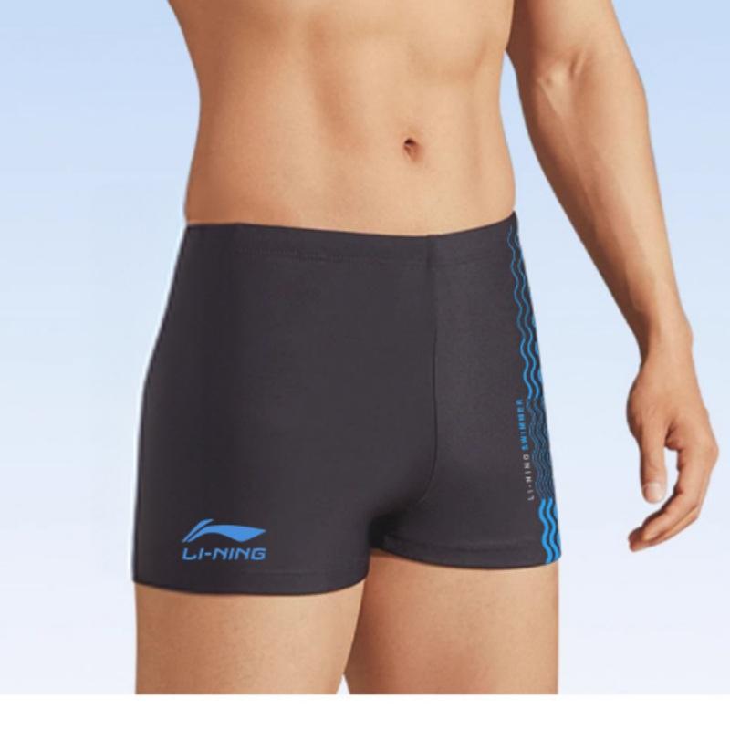 Li Ning Quick-Dry Professional Swimming Trunks Men Swimwear Blue LSKV389-3