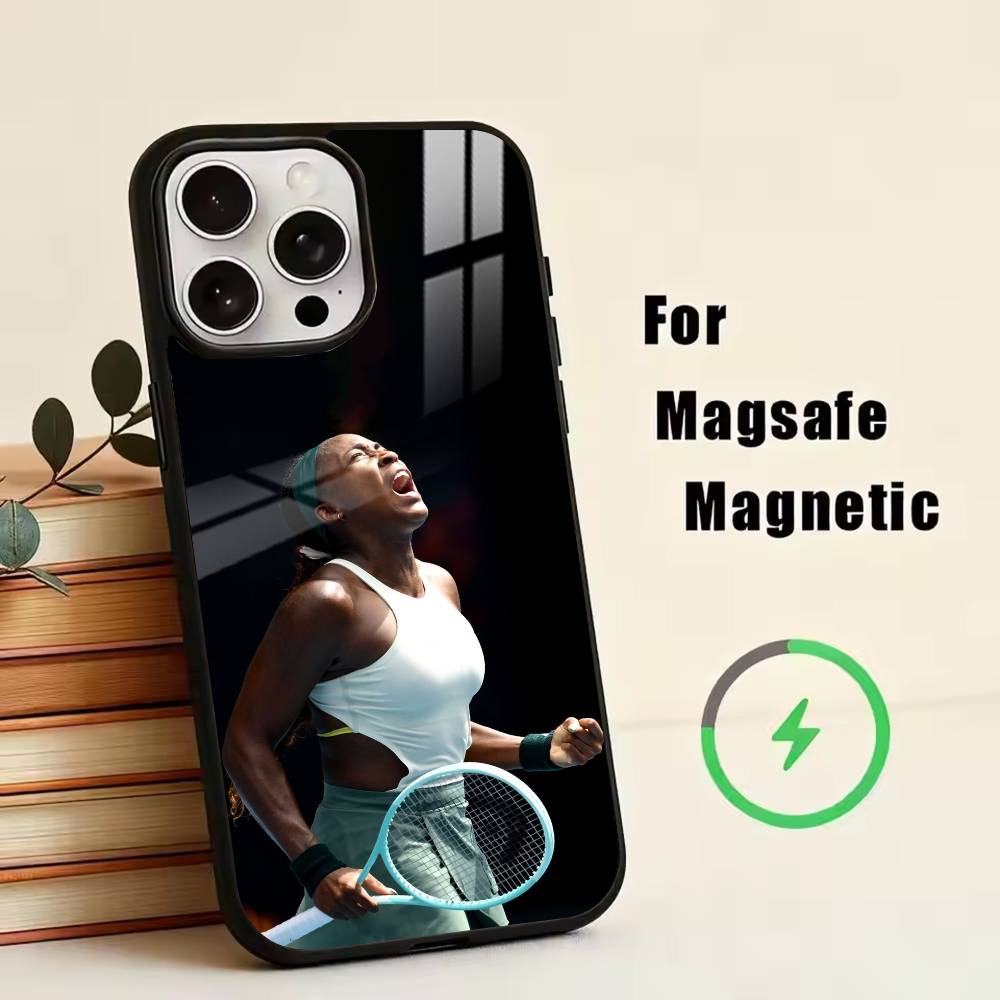 

C-Coco Gauff Phone Case For iPhone17,16,15,14,13,12,11 Plus,Pro Magnetic with Magsafe Wireless Charging iPhone16PROMAX