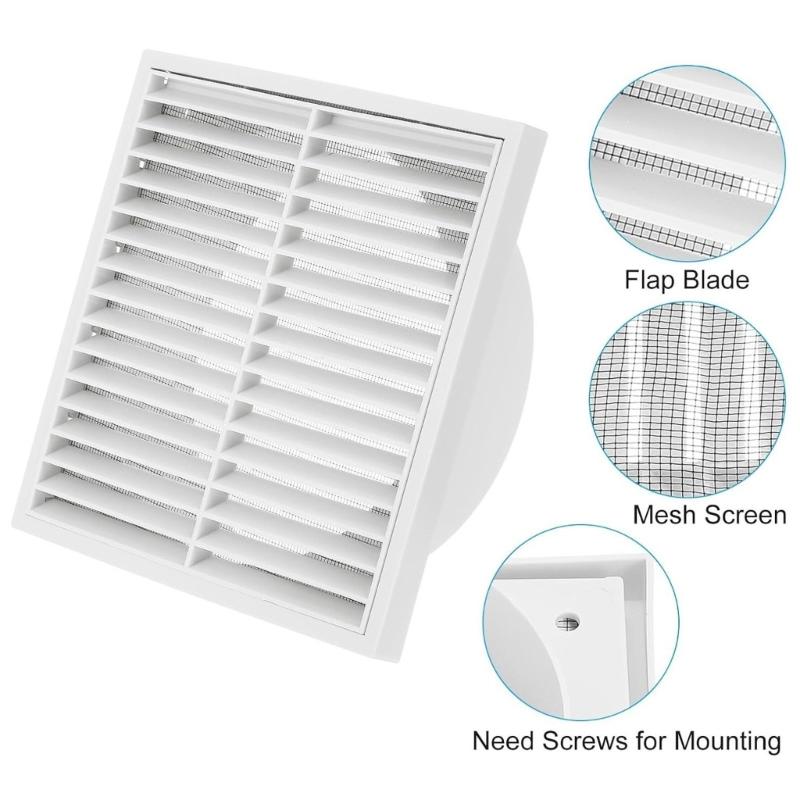 Square Diffuser Ducting Ventilation Cover with Screen Mesh Air Vent Cover for Bathroom Office Kitchen Ventilation