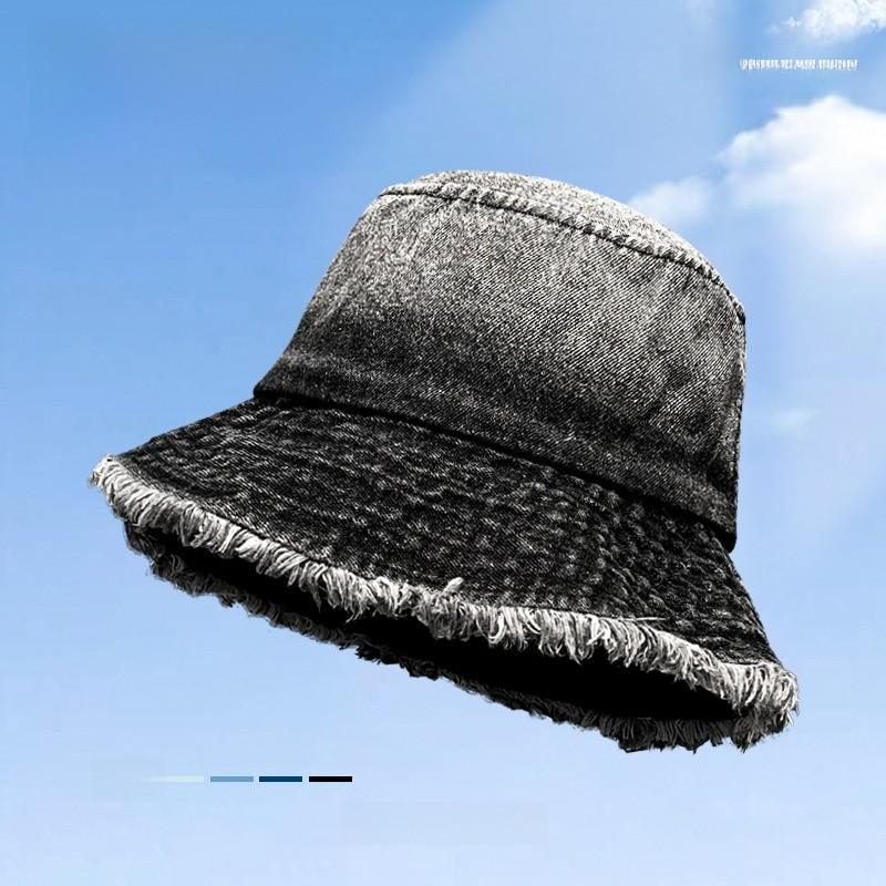 Vintage Denim Fisherman Hat With Wide Brim For Sun Protection And Sunshade In Spring Autumn Style