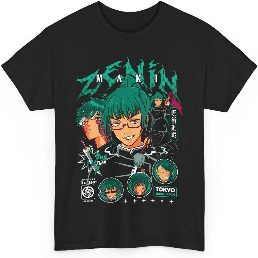 Аниме футболка Jujutsu Maki Унисекс Kaisen Zenin Аниме Японский Хлопок JJK XXXXXL чёрный