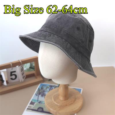 Koreaanse Grote Hoofd Gewassen Denim Emmer Hoeden Mannen Katoenen Zon Hoed Grote Maat 64cm Oversized Bob Panama Unisex Grote Maat Visser Hoed