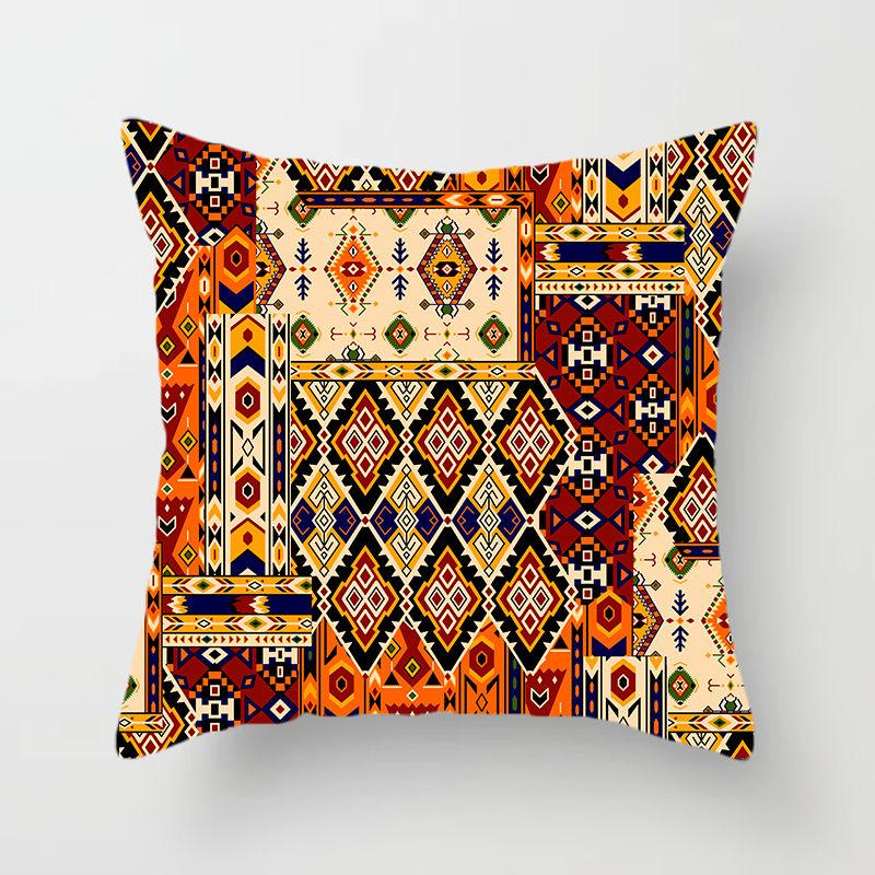 Ethnisch Stil Muster Quadrat Polyester Kissenbezug Sofa Wohnzimmer Dekorative Kissenhülle Schlafzimmer Nachttisch Kissenbezug