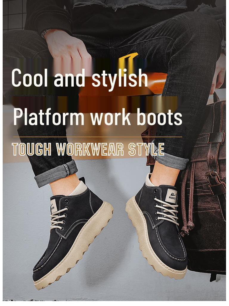 Warrior Men's Shanghai Martin Boots: Retro High-Top Skate Shoes, Aut/Winter British Workwear Style, 2025 Edition.